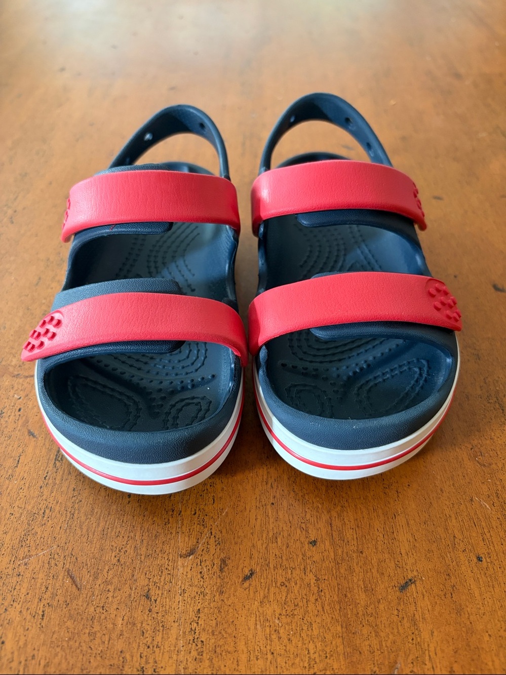 CROCS new Navy and Red Two-Strap Sandals size 12 toddler